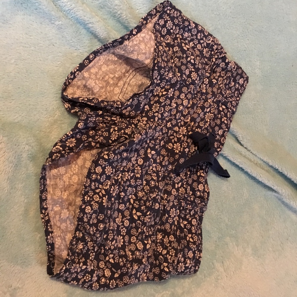 two pairs of floral fabric shorts